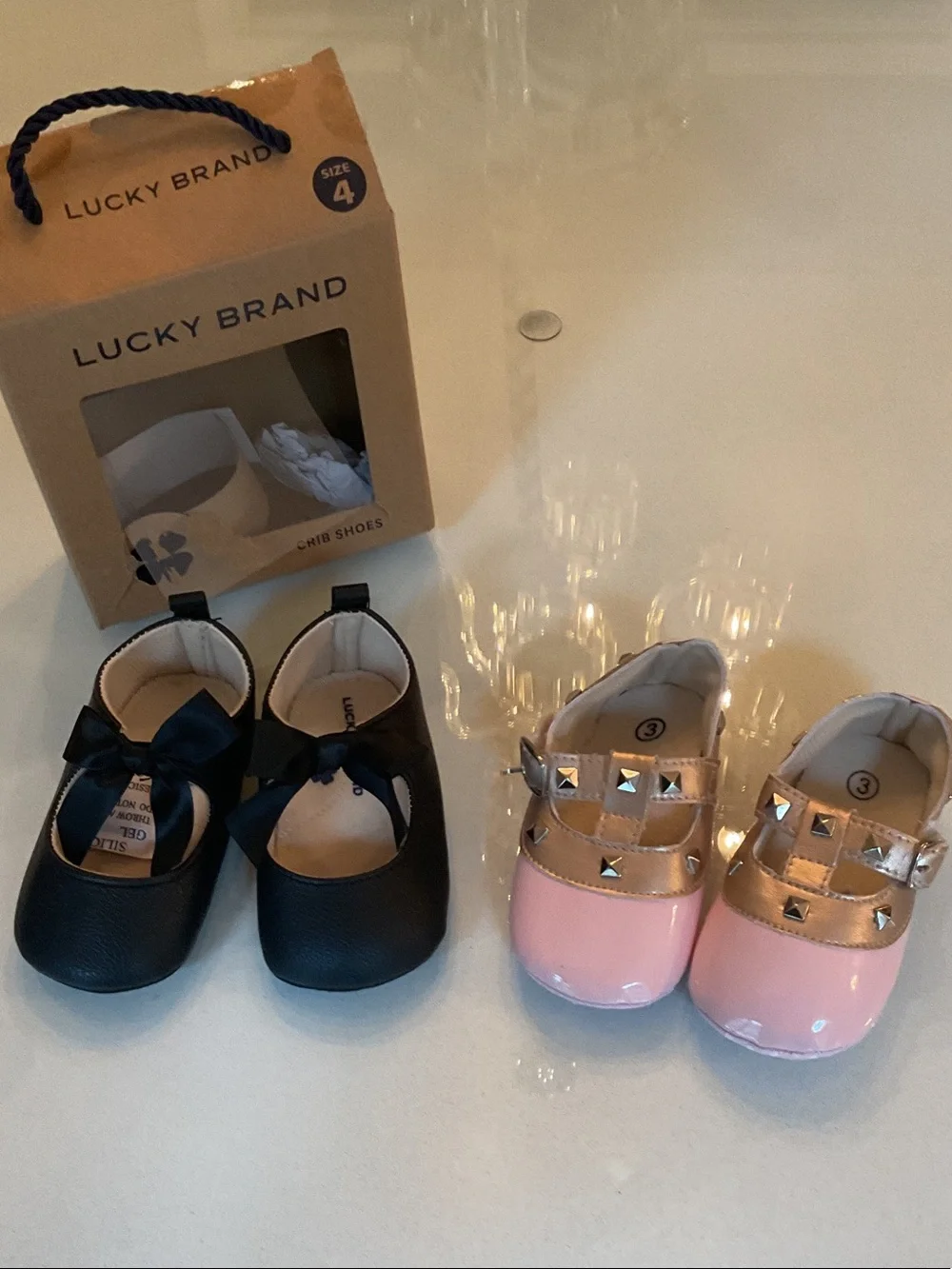 Lucky Brand Kids black size 4 Pink and Gold Studded Mary Janes size 3
